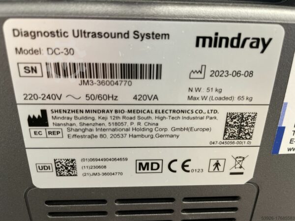 Mindray DC-30 from 06/2023 incl. 2 probes – Bild 7